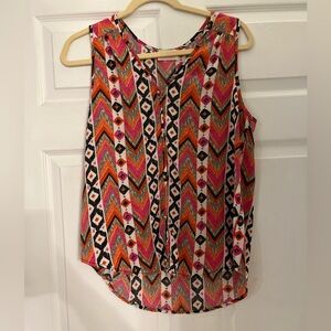 Everly sleeveless Aztec button detail v neck blouse top‎ women’s size medium